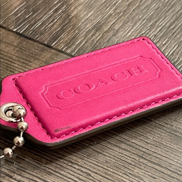 Coach Pink - Fuchsia Large Hangtag Leather Keychain - Picture 8 of 14